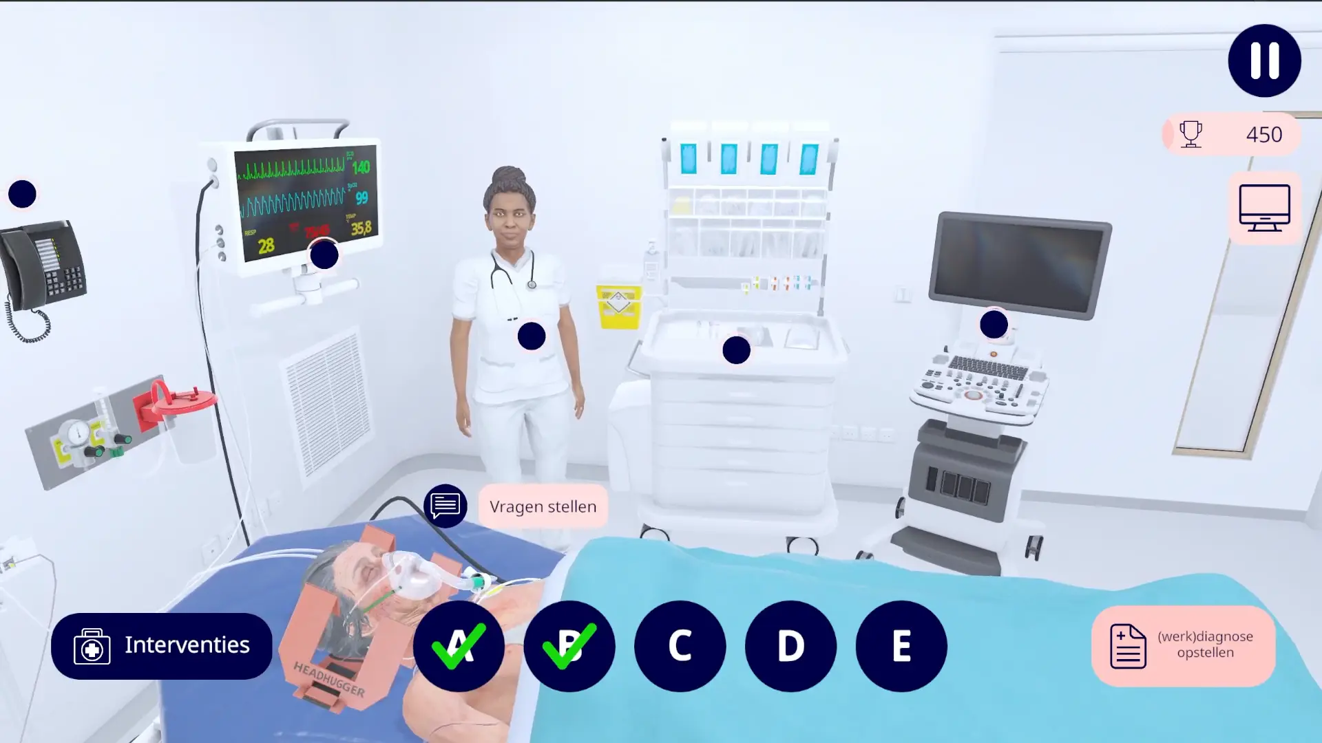 ABCDE-module: brede blik op de spoedeisende hulp, patiënt op een bewaakt bed